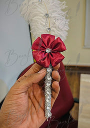 The Nikkah Pen With Maroon Flower & Feather | PEN-16