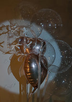 Load image into Gallery viewer, Transparent &amp; Chrome Heart Balloons with Ribbon Ties | BLO-005
