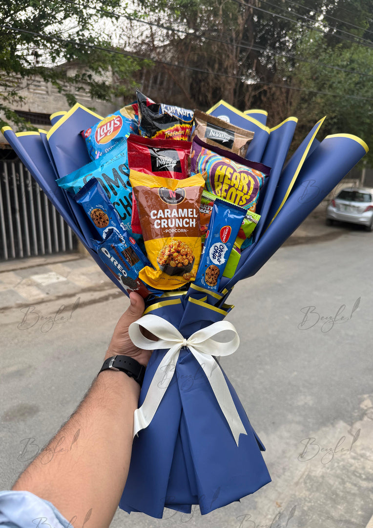 Crunchy Blue Snack Bouquet for Him | BCG-121