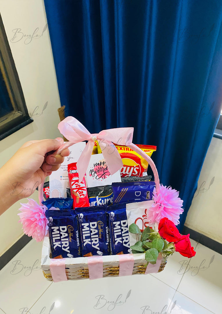 Pink-Themed Snack & Chocolate Basket | GB-124