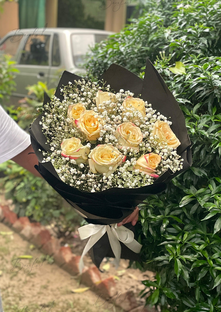 Yellow Rose Bouquet with Baby’s Breath | BCG-134