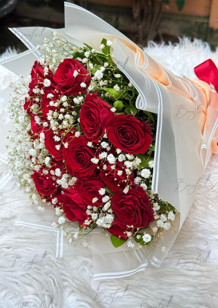 Red Rose Bouquet with White Fillers | BCG-147
