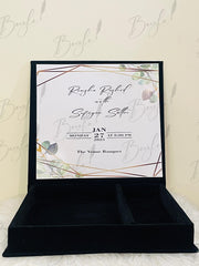 Beautiful Black Nikkah Booklet Box with Personalized Golden Initials| BOX-006