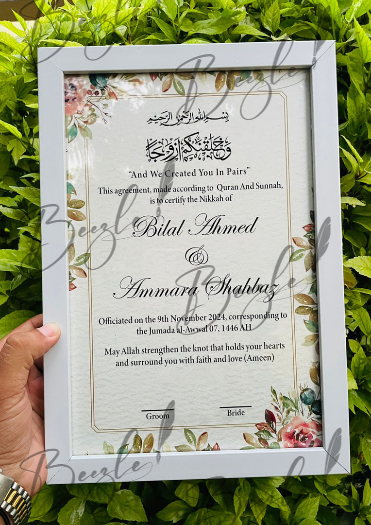 Customized Nikah Certificate With Printed Name | NC-124