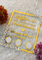 Load image into Gallery viewer, Personalized Nikah Acrylic Thumb Board with Gold Details | NAF-022
