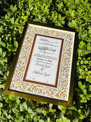 Luxury Brwon & Golden Nikah Certificate with Stone Decoration | SNC-004