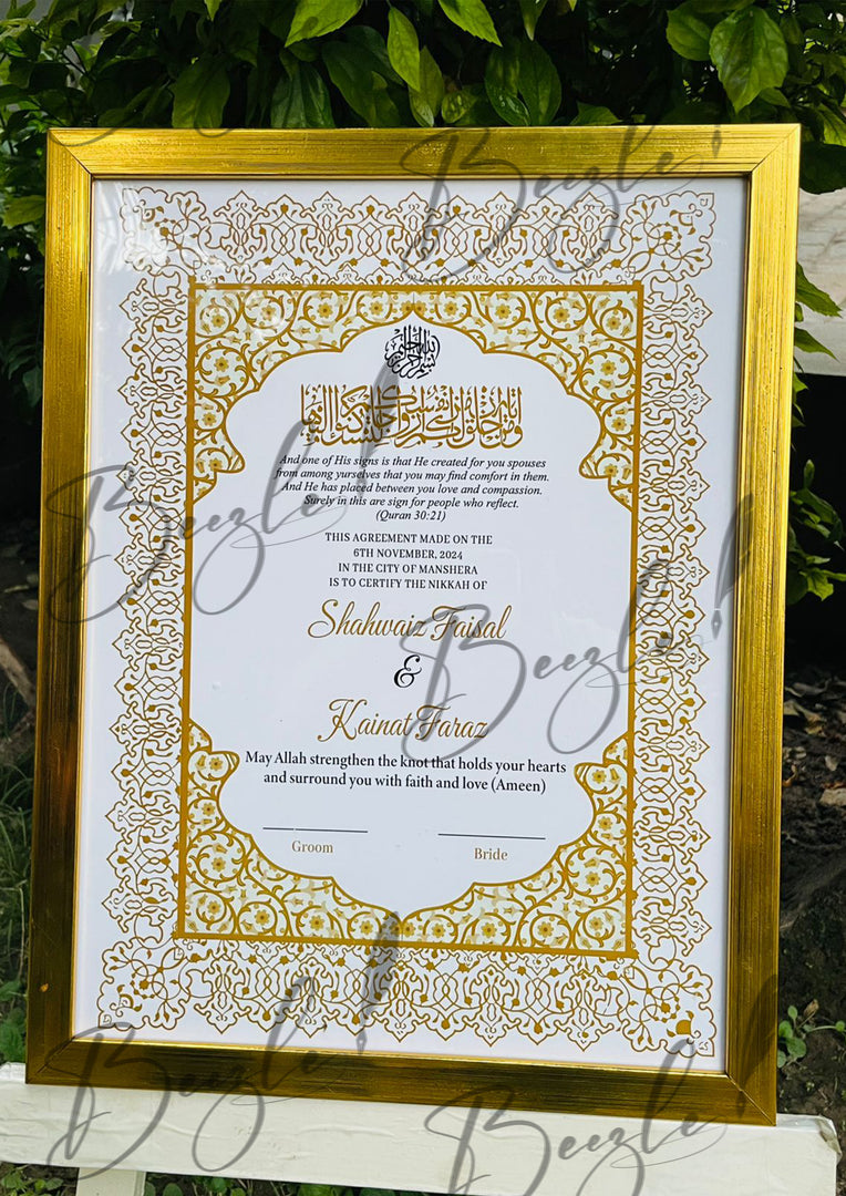 The Luxury Nikah Certificate with Golden Attractive Design | NC-168