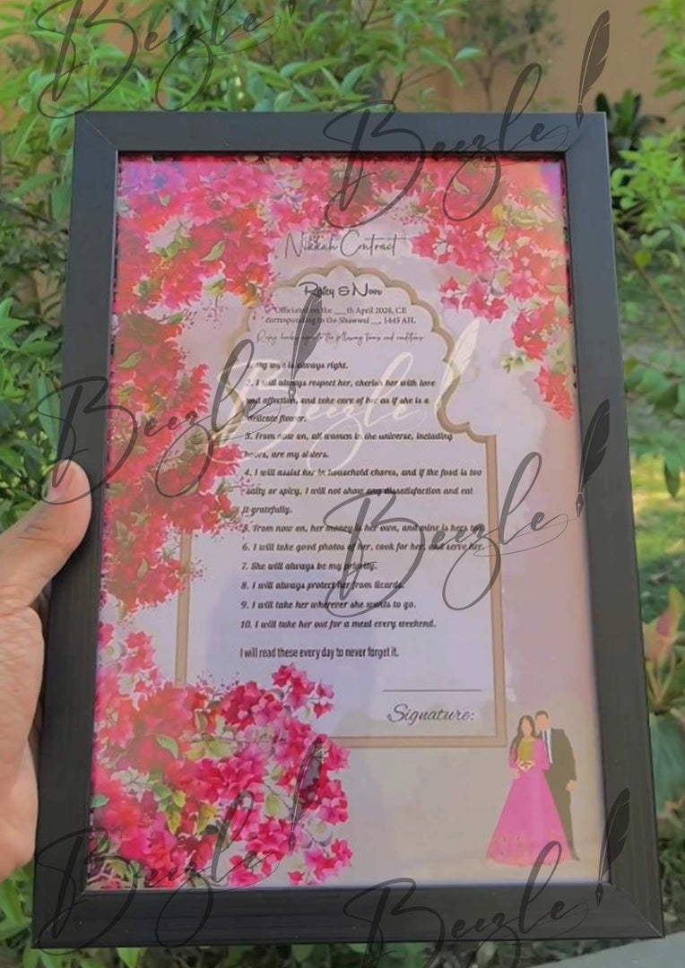 The Bridal Contract With Attractive Pink Flowers Design | BC-008