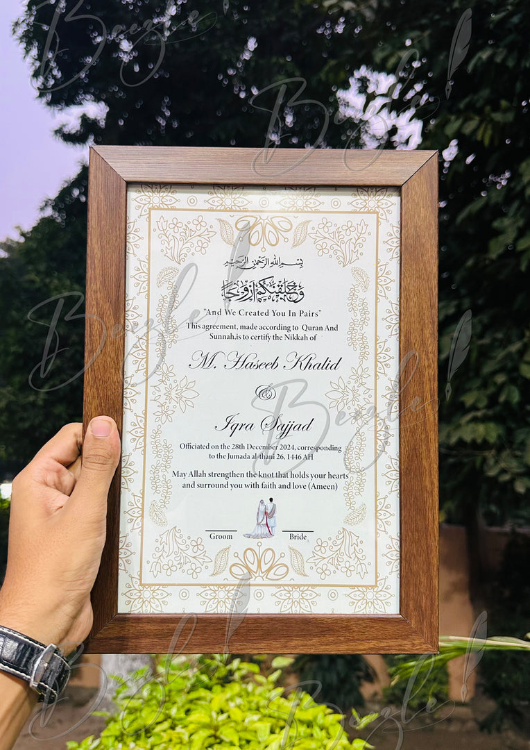 Customized Nikah Certificate With Classic Print | NC-133