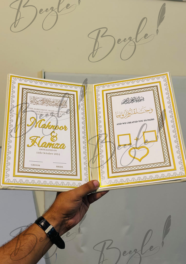 The Golden Nikkah Booklet With Attractive Design | NB-022