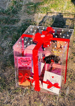 Load image into Gallery viewer, Luxury Acrylic Gift Box with a Red Ribbon &amp; Pearl Elegance | GBO-030
