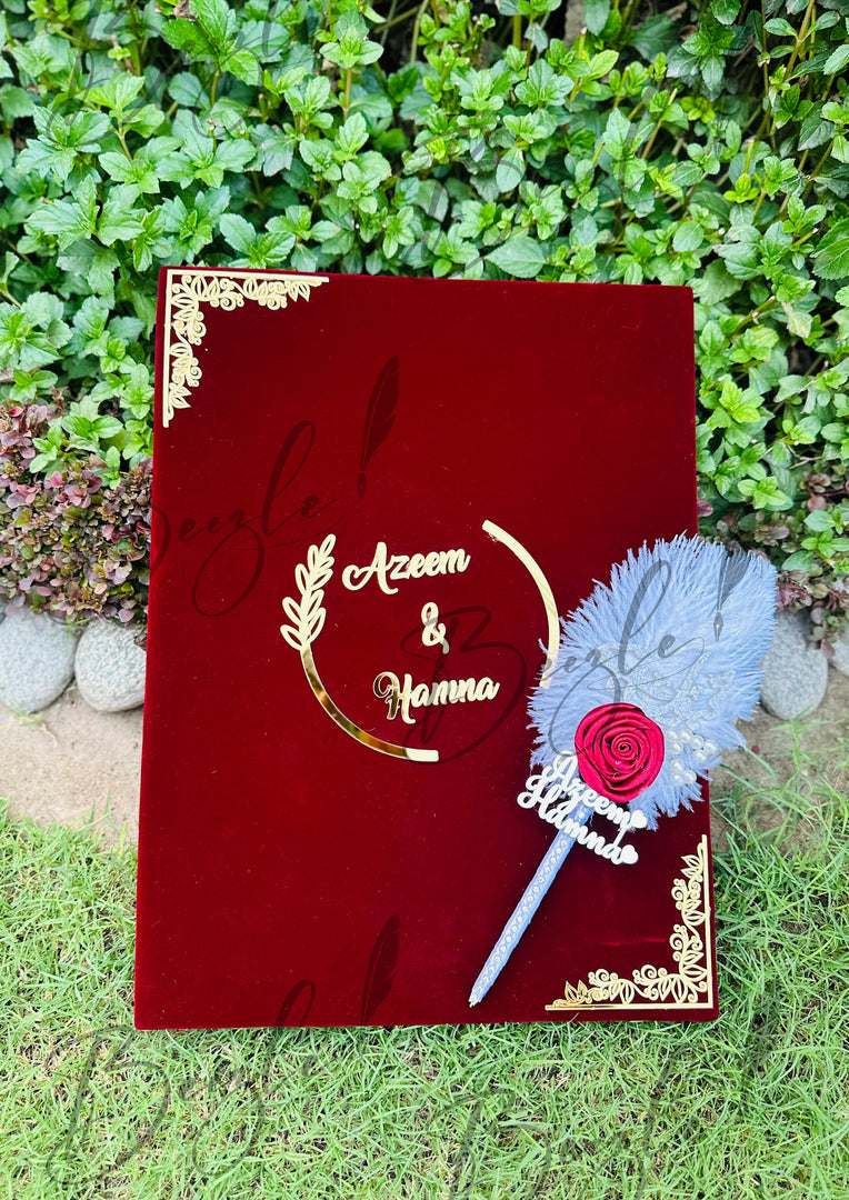 The Customized Red Nikkah Booklet With Qubool Hai Pen