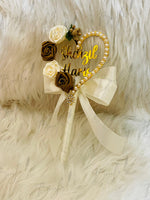 Load image into Gallery viewer, The Beautiful Customized Nikah Pen With A Heart, Decorated With Pearl &amp; Brown Flower | PEN-82
