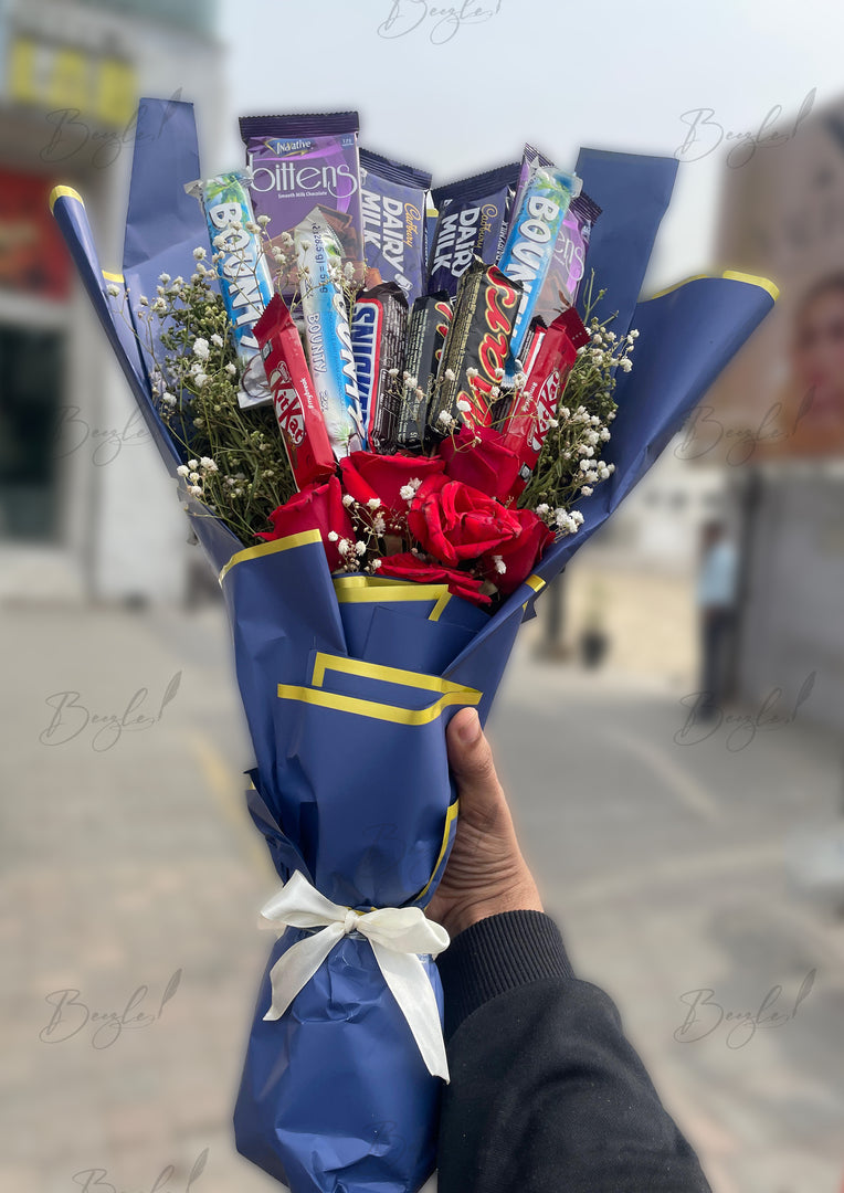 Luxury Chocolate & Blue Rose Bouquet | BCG-061