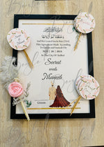 Load image into Gallery viewer, The Beautiful Nikah Frame with Mithai Toppers &amp; Nikah Pen | DEL-095
