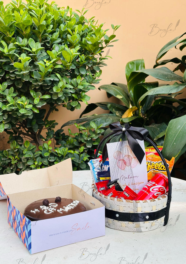 Birthday Cake & Snack Basket Gift Combo | GC-064