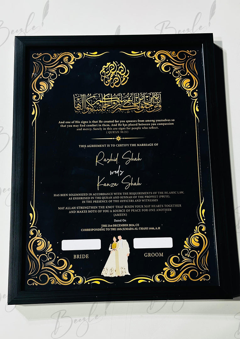 Nikah Certificate With Premium Black Design | NC-154