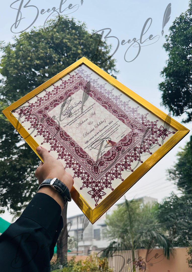 Luxury Nikah Certificate With Attractive Print | NC-171