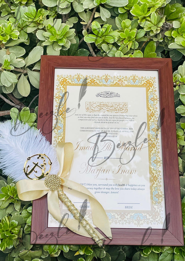 Nikkah Certificate With Attractive Qubool Hai Nikah Pen 