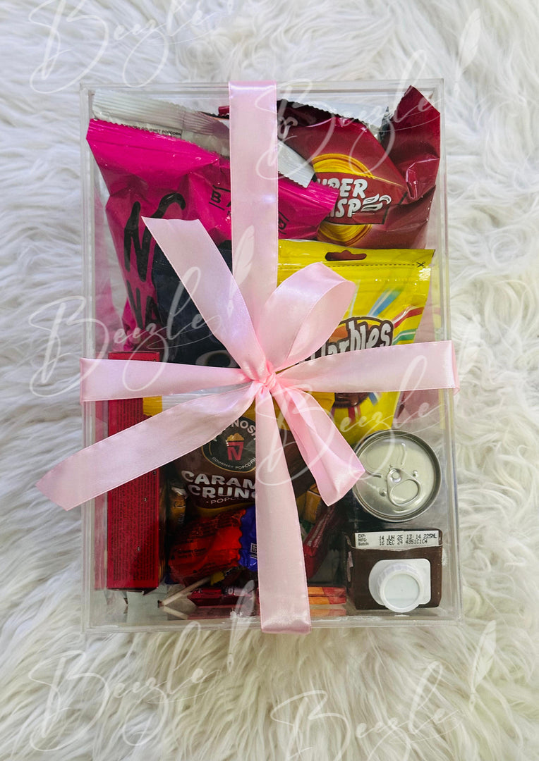 Charming Snack Delight Box with Pink Ribbon | GBO-031