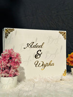 Load image into Gallery viewer, Beautiful Personalized White Nikah Booklet Box with Golden Details | BOX-011
