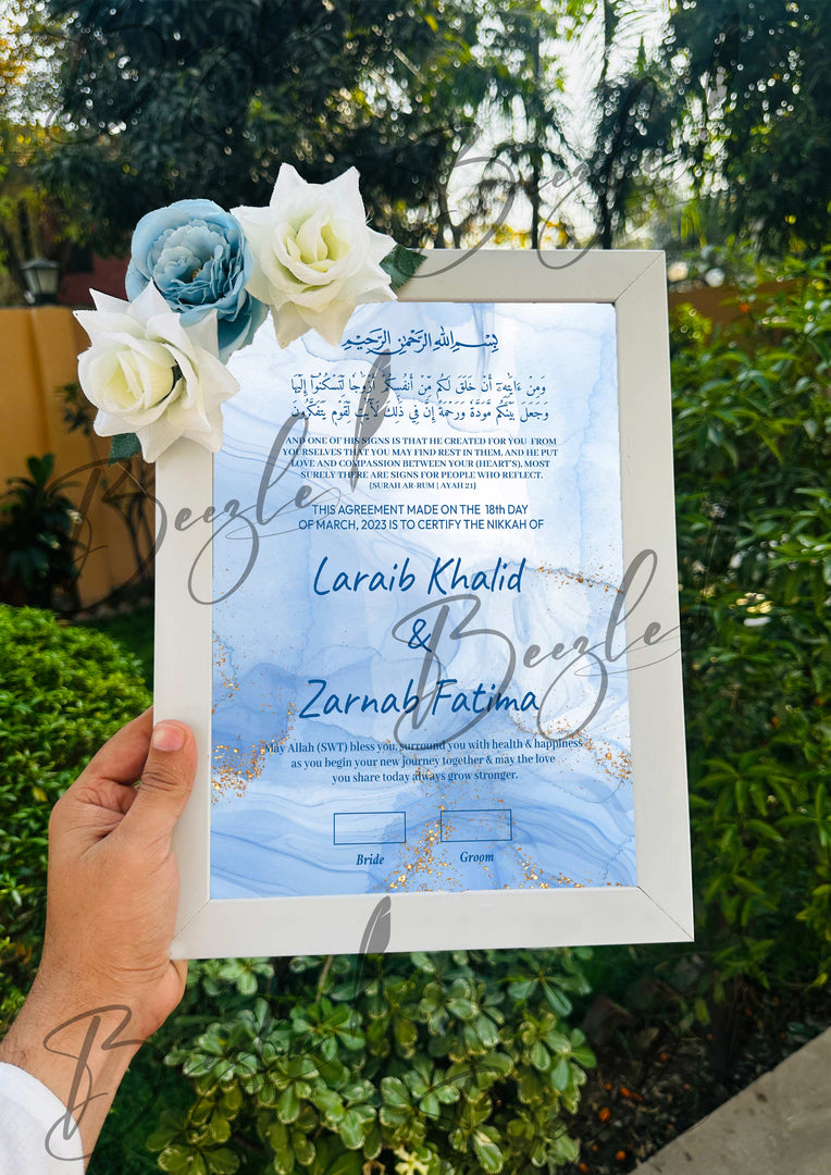 Floral Nikah Certificate With Three Beautiful Flowers | FNC-006