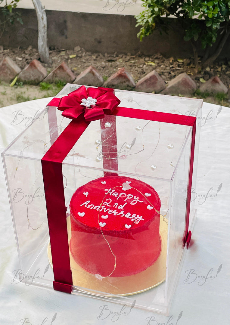 LoveGlow Anniversary Cake in Acrylic Box GC-038