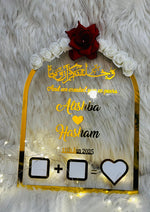 Load image into Gallery viewer, The Beautiful Nikah Acrylic Thumb Board Decorated With White &amp; Red Roses | NAF-019
