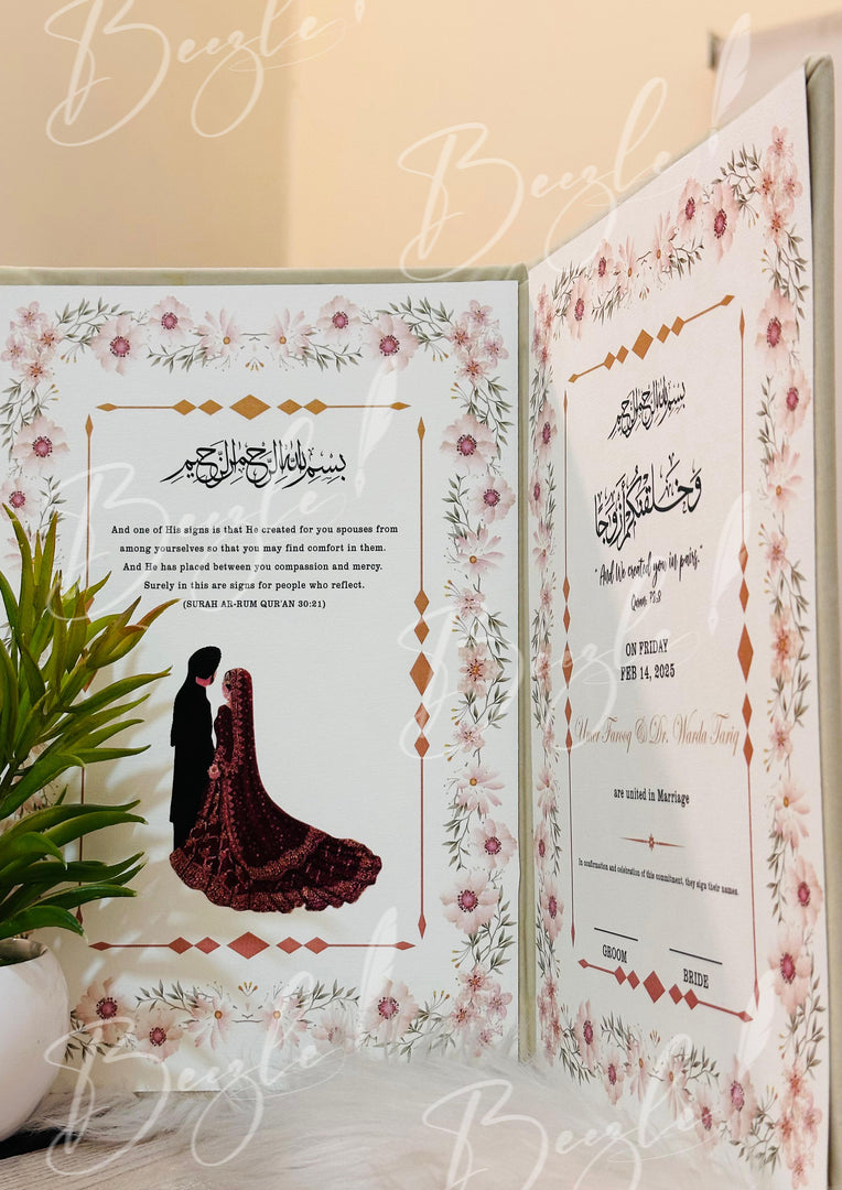 White Floral Nikkah Booklet | NB-043