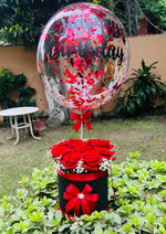 Load image into Gallery viewer, Birthday Rose Box with Balloon &amp; Red Ribbons | GBO-113
