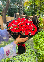 Load image into Gallery viewer, Red Roses in Black Wrapping – Birthday Bouquet | BCG-165
