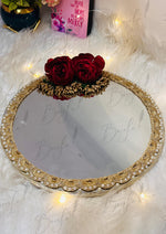 Load image into Gallery viewer, Lovely Nikkah Tray With Beautiful Red Roses &amp; Golden Lace | NT-009
