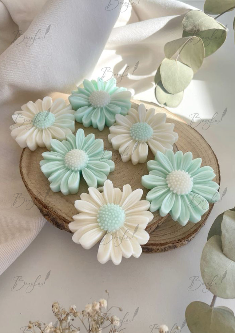 Mint White Daisy Flower Candles | SCDS-001