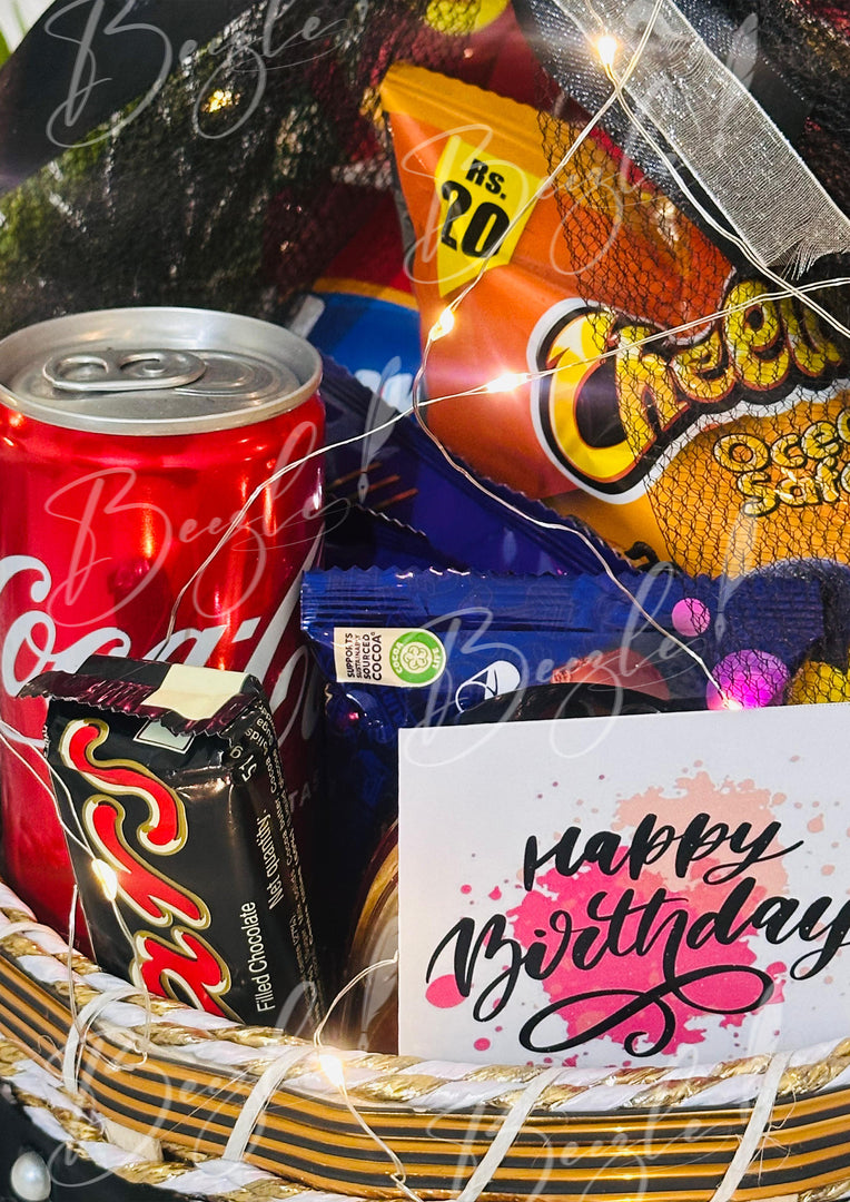 Black Themed Birthday Gift Basket | GB-037