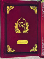 Load image into Gallery viewer, Luxurious Maroon Nikah Booklet Box with Golden Customized Details | BOX-013
