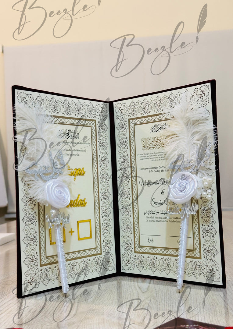 The Beautiful Black Nikkah Booklet with Two Nikkah Pen | DEL-054