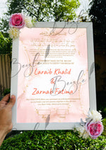 Load image into Gallery viewer, Customized Floral Nikah Certificate With Name &amp; Beautiful Two Pink Flowers | FNC-002
