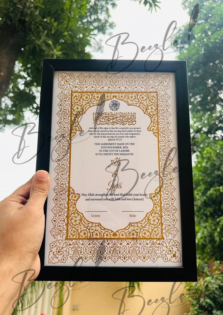 The Luxury Nikah Certificate with Golden Attractive Design | NC-168