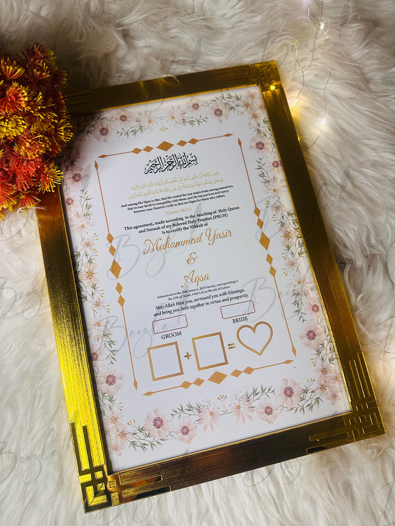 Luxury Nikah Certificate with Golden Attractive Design | NC-166