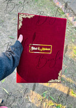 Load image into Gallery viewer, Charming Maroon Nikah Booklet with Golden Details | NB-009
