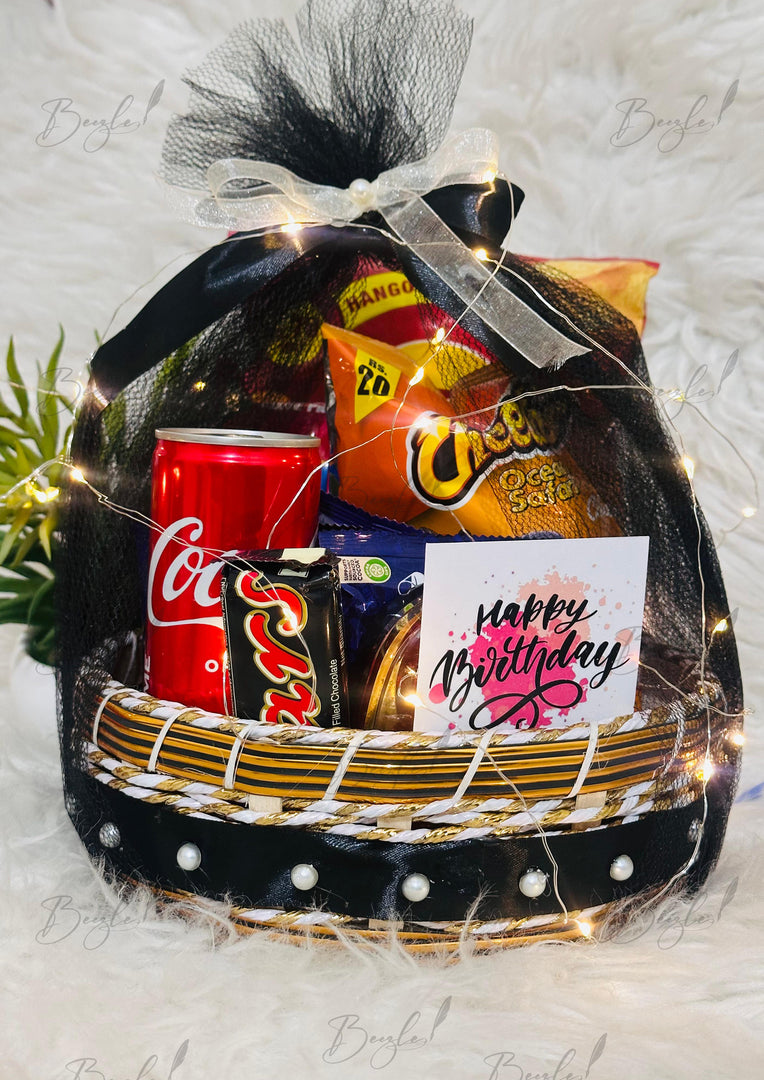 Black Themed Birthday Gift Basket | GB-037