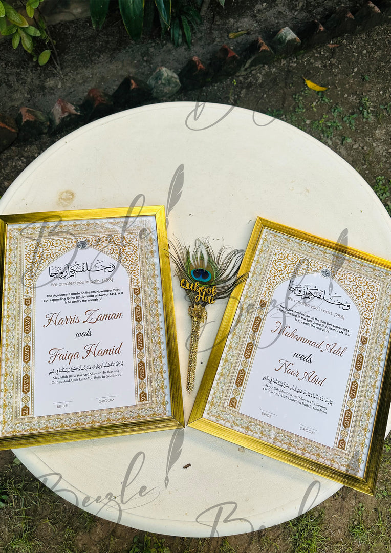 The Two Luxury Nikah Certificate With Beautiful Nikkah Pen | DEL-057