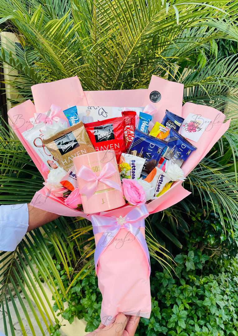 Pink Snack Bouquet with Gift Box | BCG-149