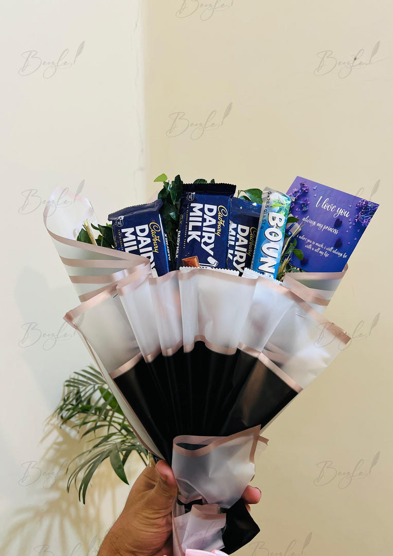 Stylish Fan-Wrapped Chocolates Bouquet | BCG-052