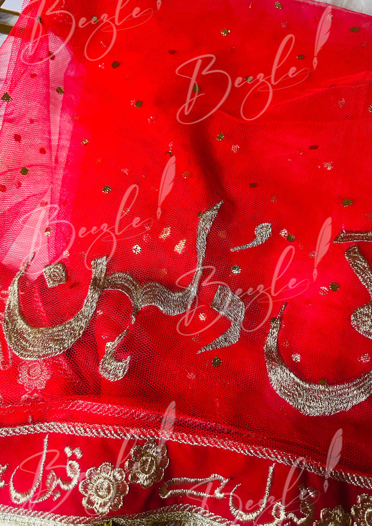 Customized Red Nikah Dupatta | DBT-001