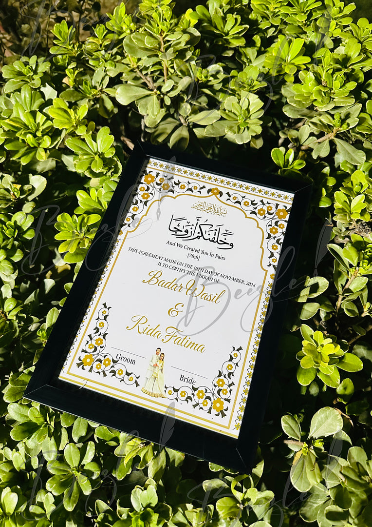 Luxury Nikah Certificate with Black Attractive Design | NC-165