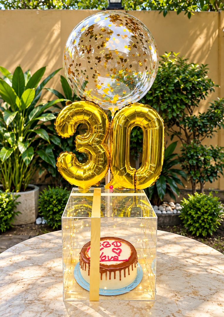 Birthday Confetti Balloon Box with Cake | GDEL-155