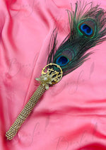 Load image into Gallery viewer, Peacock Feather Nikkah Pen Gold &amp; Pearl Embellished-PEN-04