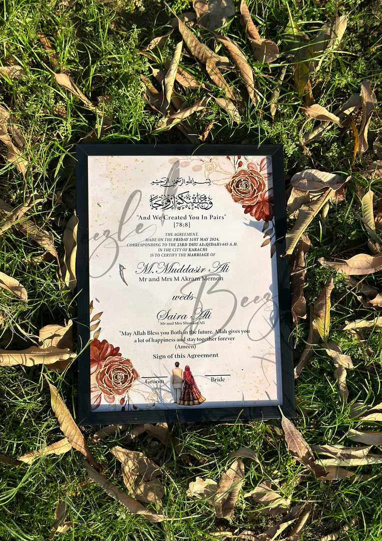 Nikah Certificate With Qurani Ayat & Attractive Flower Print | NC-120