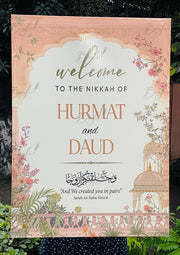 Personalised Nikkah Welcome Board – Elegant Design | WWB-016